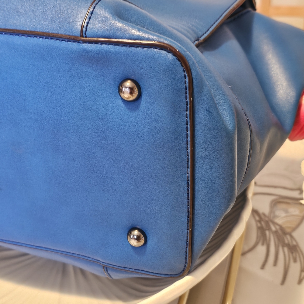Prada Blue Studded Leather Tote - Picture 4 of 14